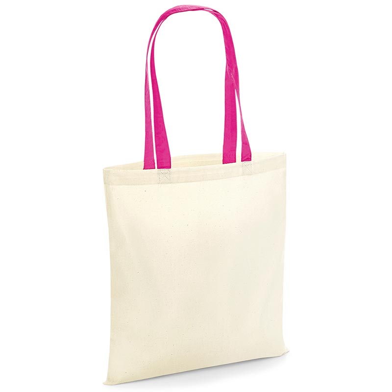 Bag for life - contrast handles - Natural/Fuchsia One Size